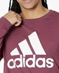 Adidas Men's Basic Badge of Sport Long-Sleeve Crewneck T-Shirt Victory Crimson
