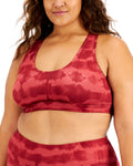 Ideology Women's Plus Size Tie-Dyed Reversible Sports Bra Color Burgundy NWT