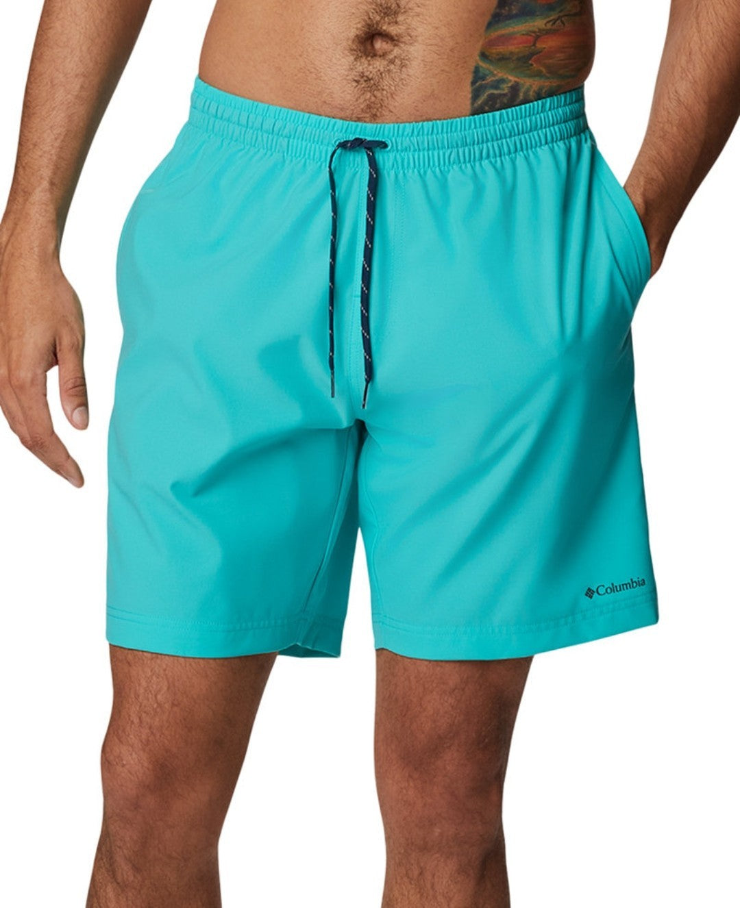 Columbia Men's Comfort Summertime Stretchable Drawstring Shorts Bright Aqua NWT