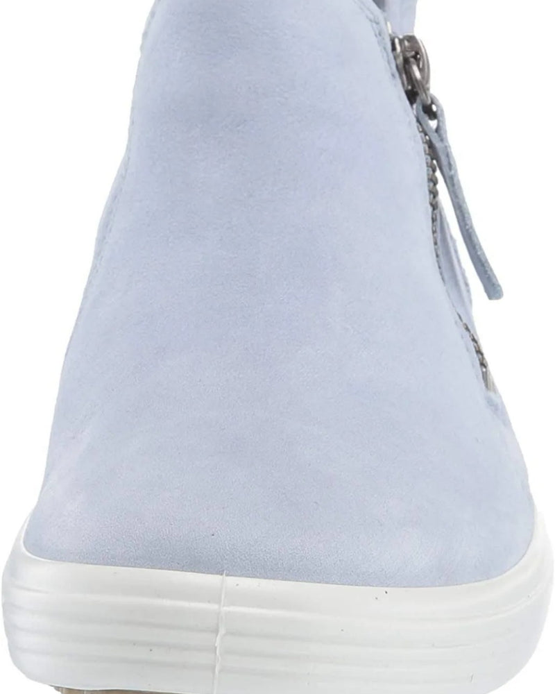 ECCO Women's Soft 7 Low Cut side Zip Nubuck Bootie Sneakers Dusty Blue US 6-6.5