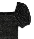 AQUA Girls Smocked Puff Sleeve Top Big Kid Exclusive Color Black New