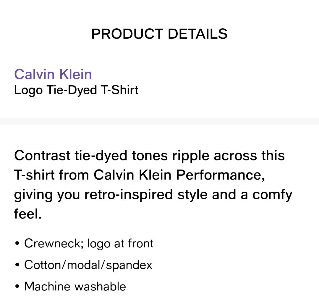 Calvin Klein Women's Tie-dyed Logo Short Sleeve Crewneck T-Shirt, Blue Combo NWT