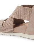 Eileen Fisher Women's Sport Perforated Nubuck Leather Platform Sandals Barley