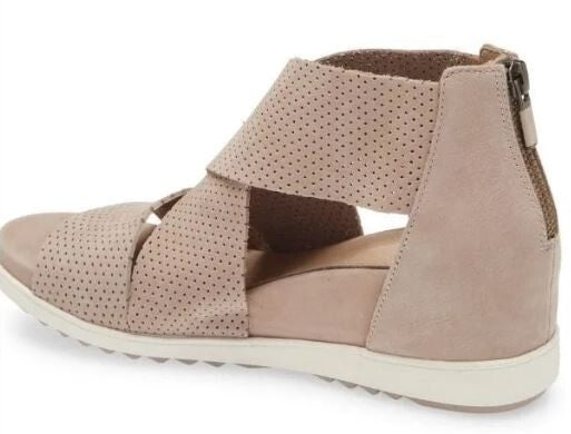 Eileen Fisher Women's Sport Perforated Nubuck Leather Platform Sandals Barley