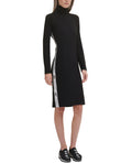 DKNY Sport Women's Cotton Mock-Neck Metallic-Logo Bodycon Dress, Black Small