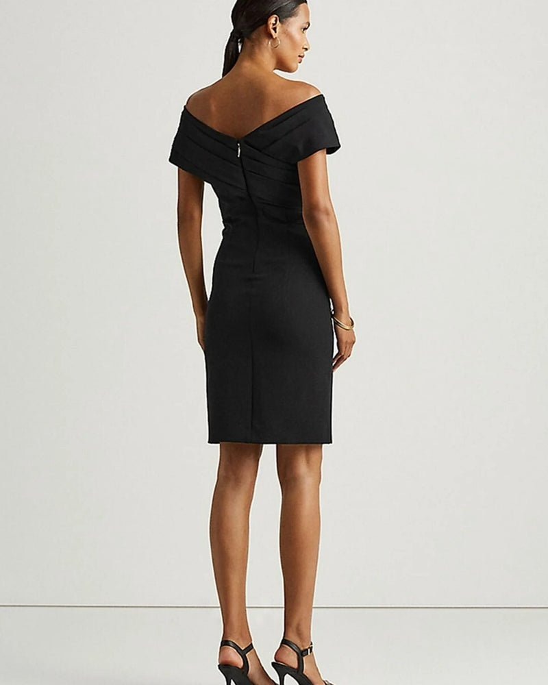 LAUREN RALPH LAUREN Women Crepe Off-the-shoulder Cocktail Dress In Black Size 12