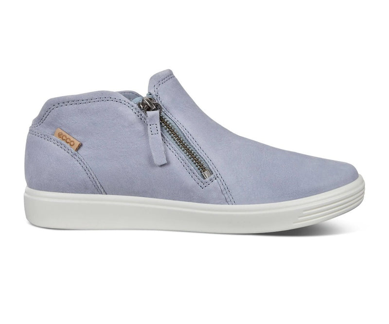 ECCO Women's Soft 7 Low Cut side Zip Nubuck Bootie Sneakers Dusty Blue US 6-6.5