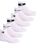 Champion Boys 6-Pack Logo Youth Quarter Socks Size 5-7 / 10C-3Y White NWT