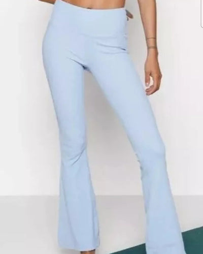 Cotton On Body Women Leggings Workout Pull On Ribbed Flare Active Pants Blue L