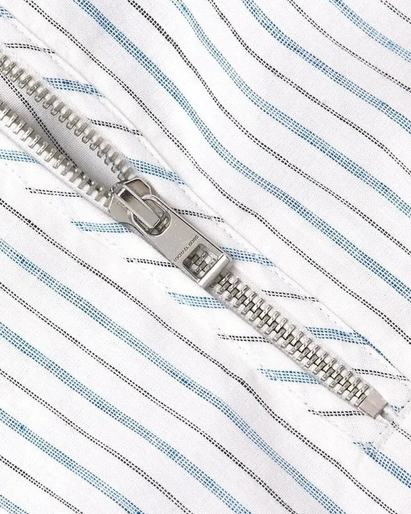 Michael Kors Men's Half Zip Hooded Striped Shirt Jacket Size XXL White $178 NWT