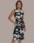 Donna Karan New York Women's Sleeveless Midi Dress Black / White Size 2 No Belt