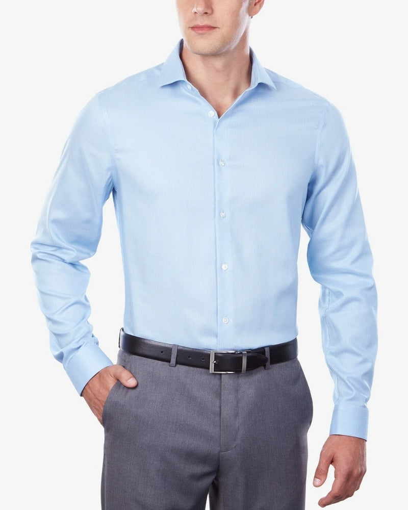 Calvin Klein Men's Slim Fit Non Iron Stretch Steel + Dress Shirt French Blue M