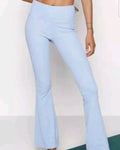 Cotton On Body Women Leggings Workout Pull On Ribbed Flare Active Pants Blue L