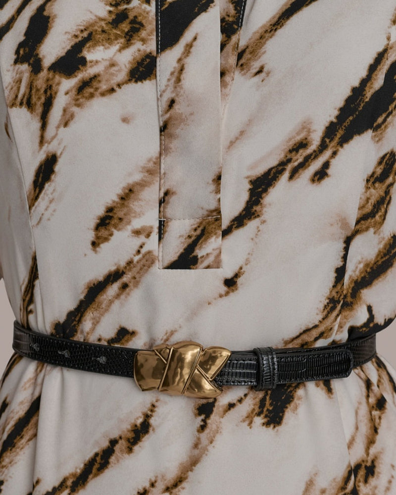 Donna Karan New York Women's Belted Marble Maxi Lined Shirt Dress Size 4 $169