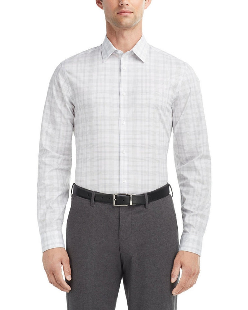 Calvin Klein Men's Slim Fit Stretch Wrinkle Free Dress Shirt White Navy Multi 