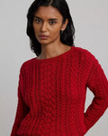 Lauren Ralph Lauren Women's Cable-Knit Cotton-Blend Sweater Festive Red Size XS