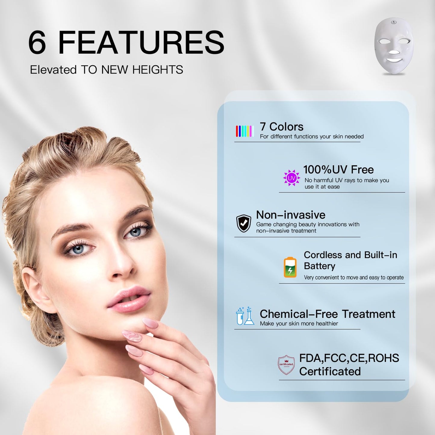 7+1 Colors LED Facial Skin Care Mask + get 3 Pack Face Serum Set FREE