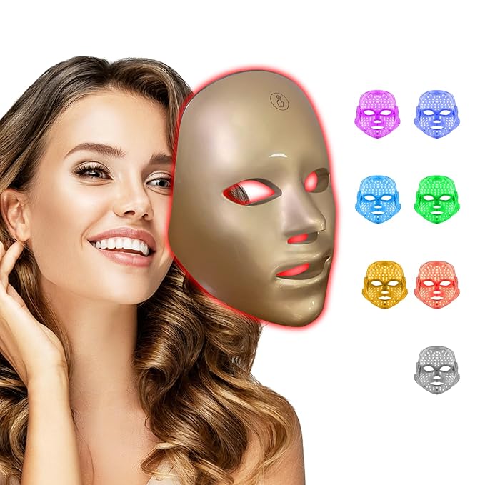 7+1 Colors LED Facial Skin Care Mask + get 3 Pack Face Serum Set FREE
