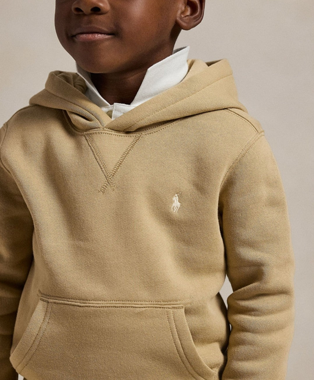 Polo Ralph Lauren Little Boys Fleece Pocket Hoodie Size 7 Color Khaki New