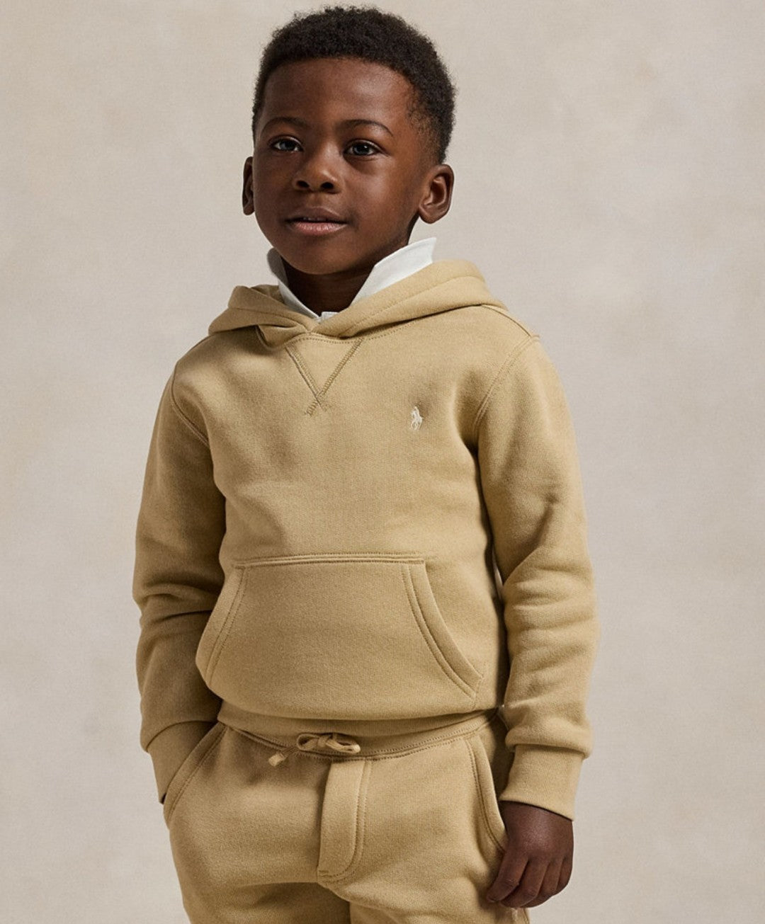 Polo Ralph Lauren Little Boys Fleece Pocket Hoodie Size 7 Color Khaki New