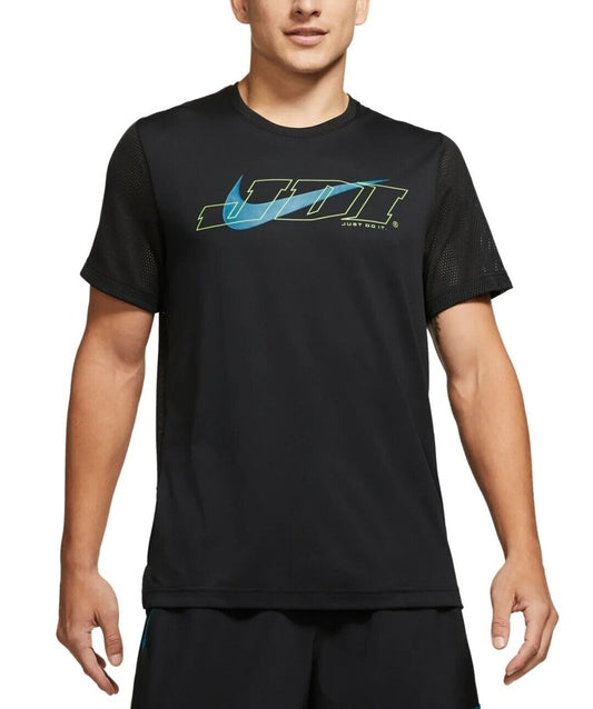 Nike Men's Sport Clash Mesh Performance Graphic Training Black Tee Medium NWT