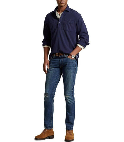 Polo Ralph Lauren Men's Classic Fit Moleskin Popover Work Shirt Navy MSRP $198