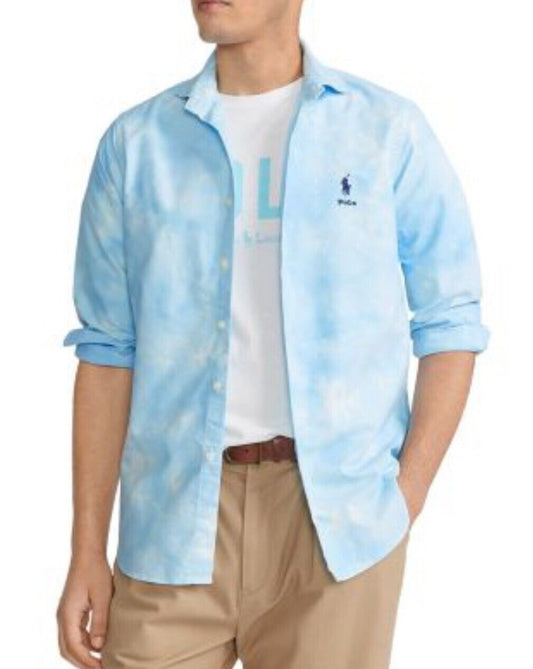 Polo Ralph Lauren Men's Classic Fit Oxford Tie Dyed Shirt Blue Size S NWT $168
