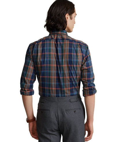 Polo Ralph Lauren Men's Classic Fit Twill Shirt Plaid Navy Brown Multi XS