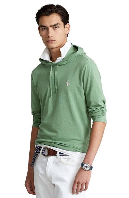 Polo Ralph Lauren Men's COTTON JERSEY HOODED SHIRT Long Sleeve Small Green NWT